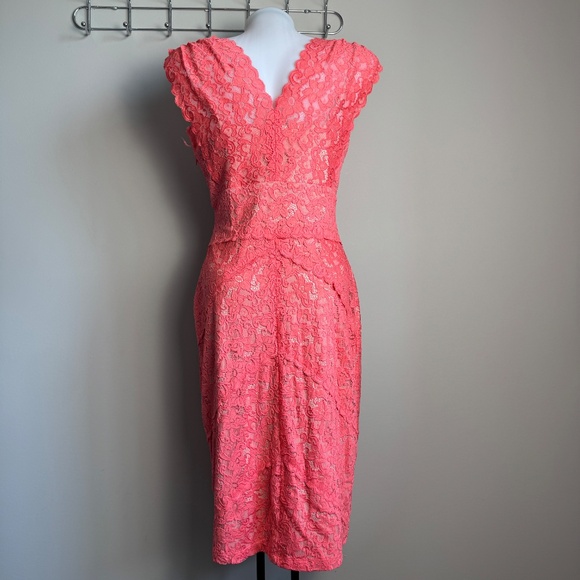 Ivanka Trump Lined Floral Lace Over Sheath Dress Pink 6 Wedding Guest Graduation - Picture 5 of 16